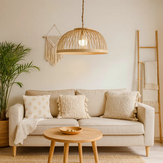Minimalist Nordic Dome Bamboo Pendant Light Shade Kit for Dining Room – E27/E26/E10/M11