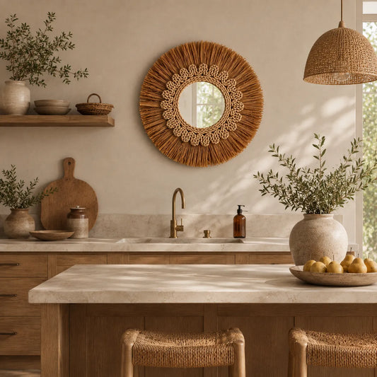 Large Rustic Wall Decor for Living Room | Farmhouse Mirror Wall Art