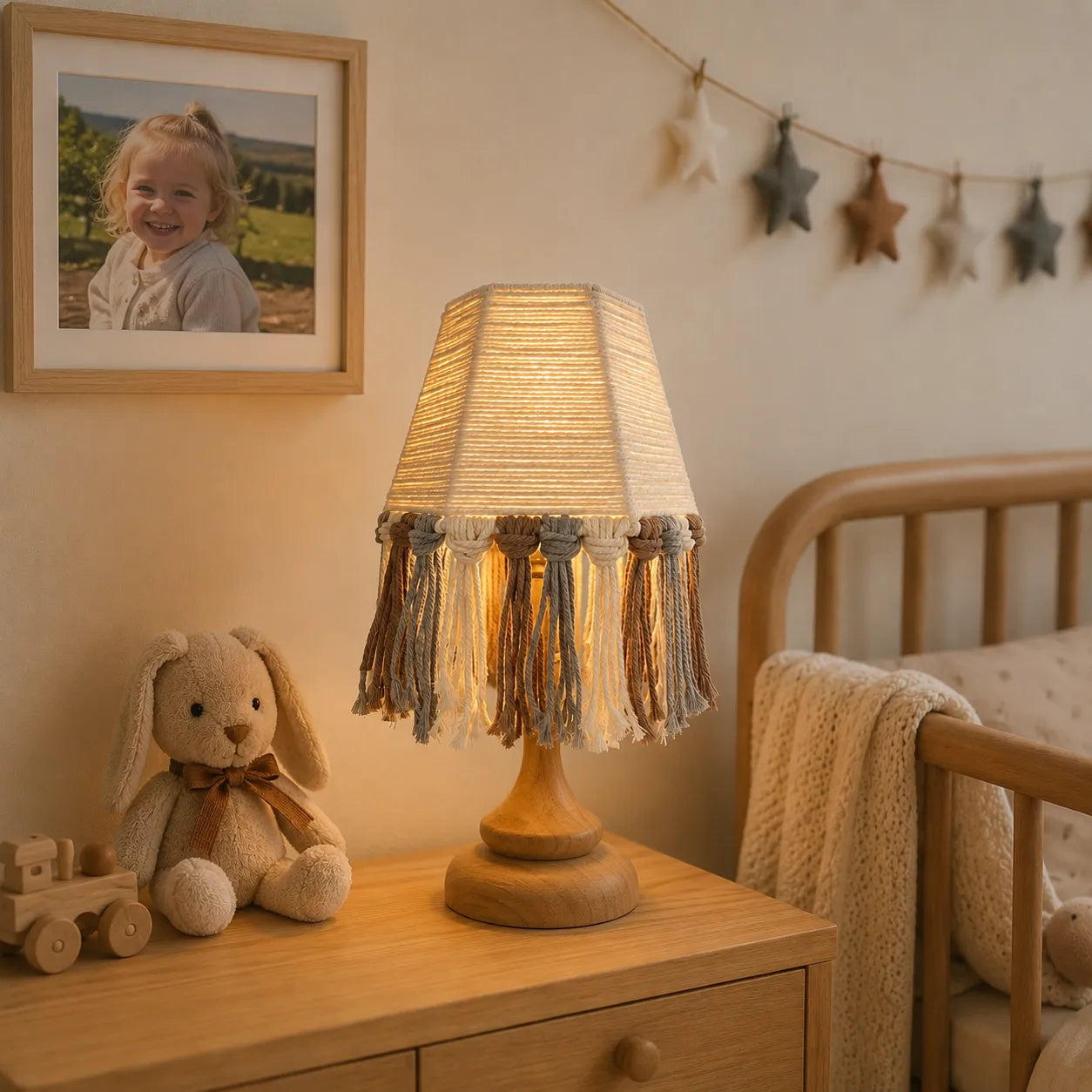 Boho Lampshade DIY Kit | Handmade Cotton Rope Table Lamp with Tassels