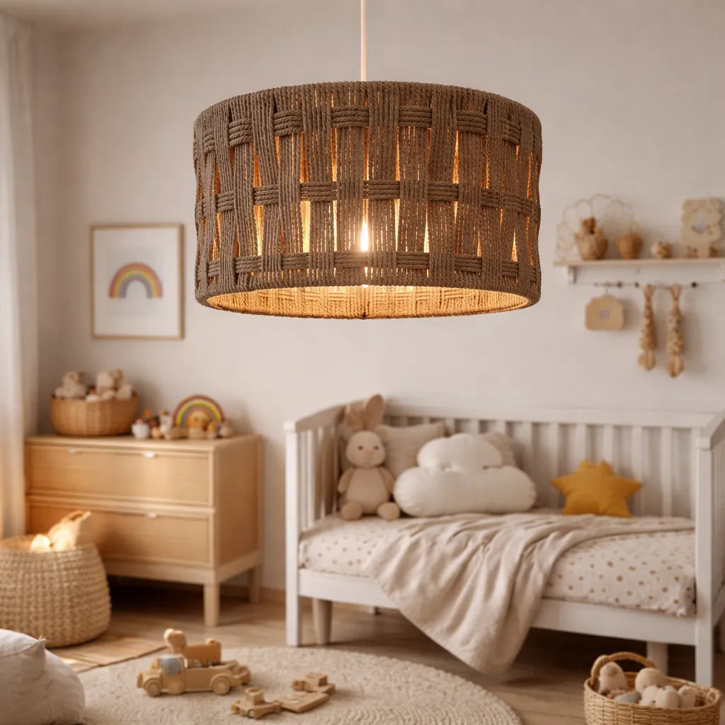 Natural Pendant Light Shade | Woven Rope DIY Drum Lampshade Kit for Floor & Table