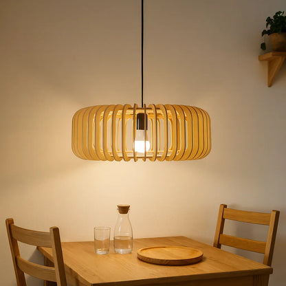 Scandinavian Slatted Wood Pendant Light Shade | Minimalist DIY Lampshade Kit