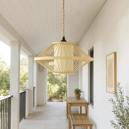 Japandi Disc Bamboo Pendant Light Shade | Minimalist DIY Lampshade Kit