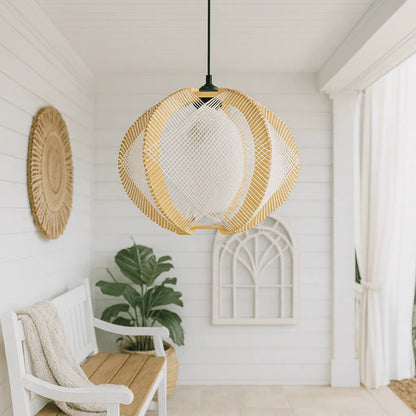 Nordic Wooden Pendant Light Shade | Natural Rope DIY Lampshade Kit