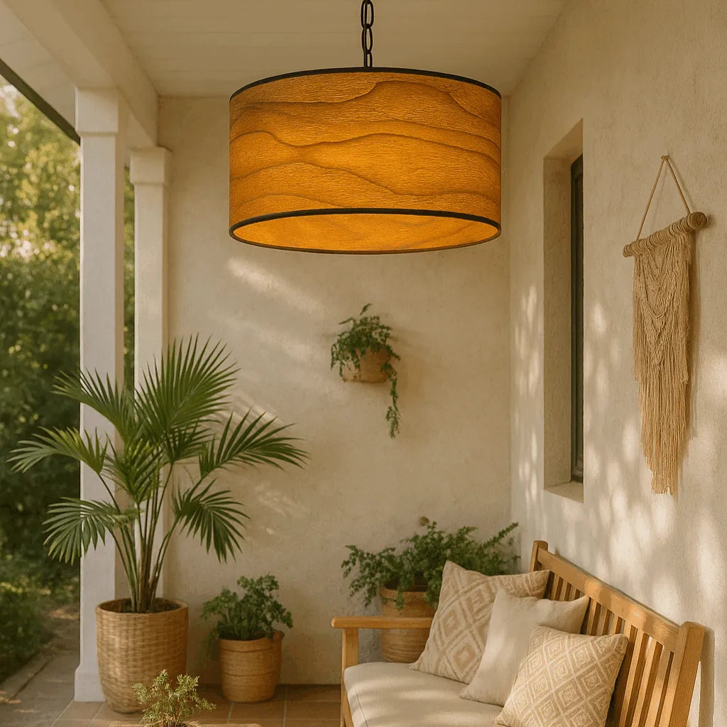 Vintage Drum Pendant Light Shade | Wooden Lampshade Kits for Floor Lamps & Bedrooms