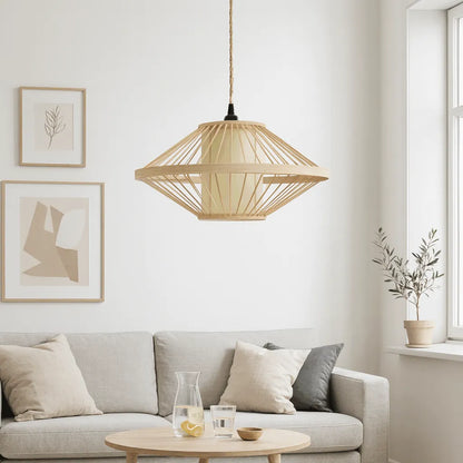 Japandi Disc Bamboo Pendant Light Shade | Minimalist DIY Lampshade Kit