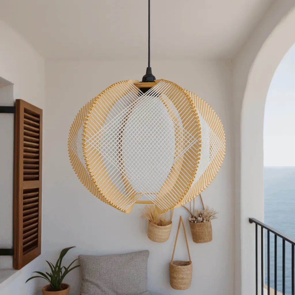 Nordic Wooden Rope Pendant Light Shade for Living Room & Dining Room – E26/E27