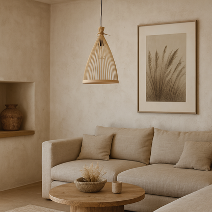 Nordic Conical Pendant Light Shade for Kitchen Island | Bamboo DIY Lampshade Kit