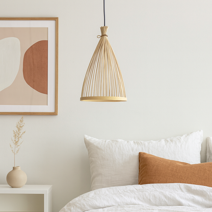 Nordic Conical Pendant Light Shade for Kitchen Island | Bamboo DIY Lampshade Kit