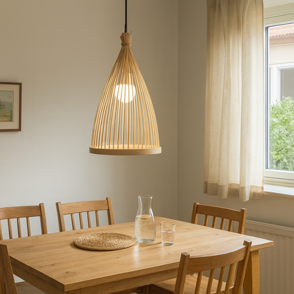 Nordic Conical Pendant Light Shade for Kitchen Island | Bamboo DIY Lampshade Kit