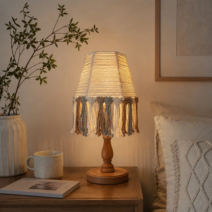 Boho Lampshade DIY Kit | Handmade Cotton Rope Table Lamp with Tassels