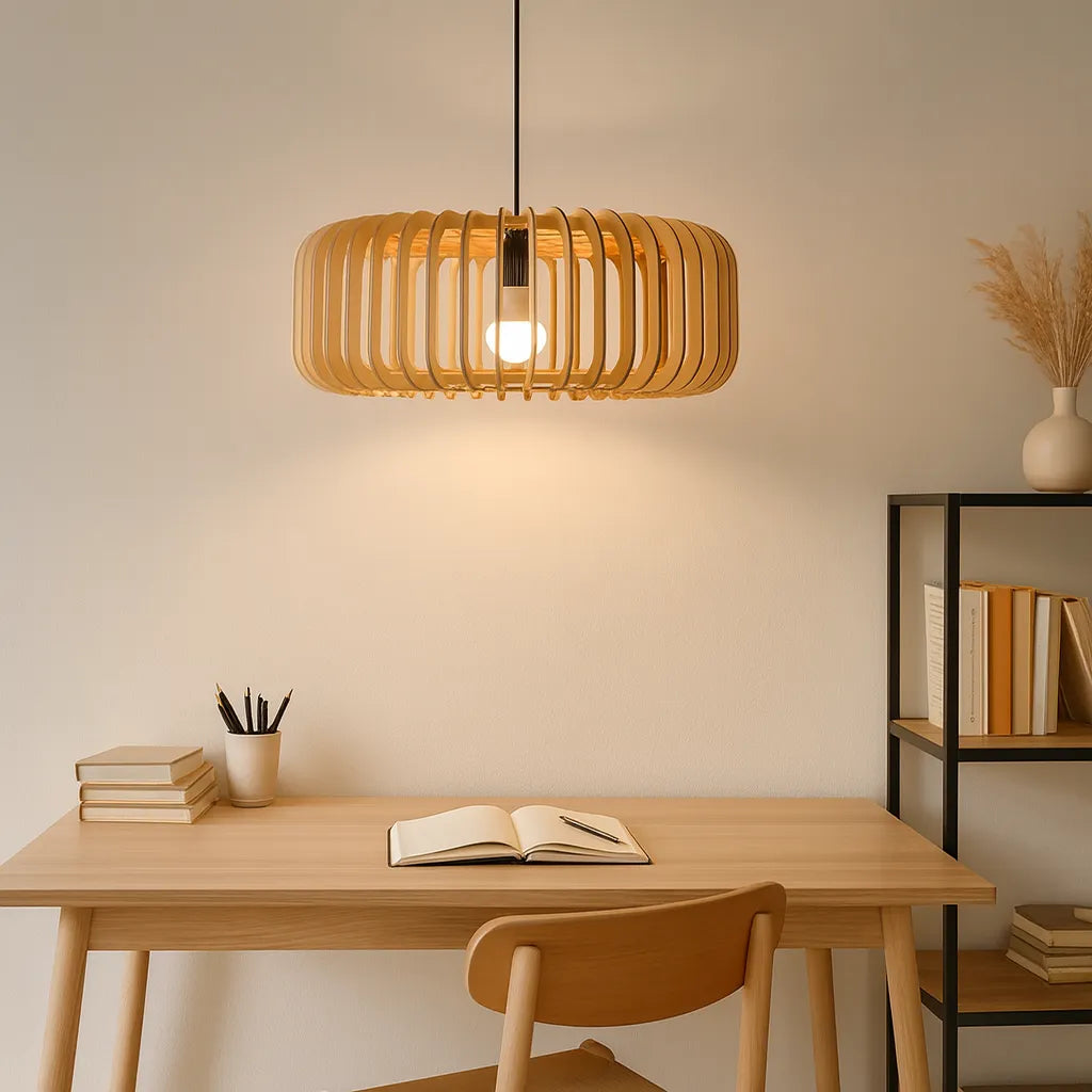Scandinavian Slatted Wood Pendant Light Shade | Minimalist Design – M11/E26/E27