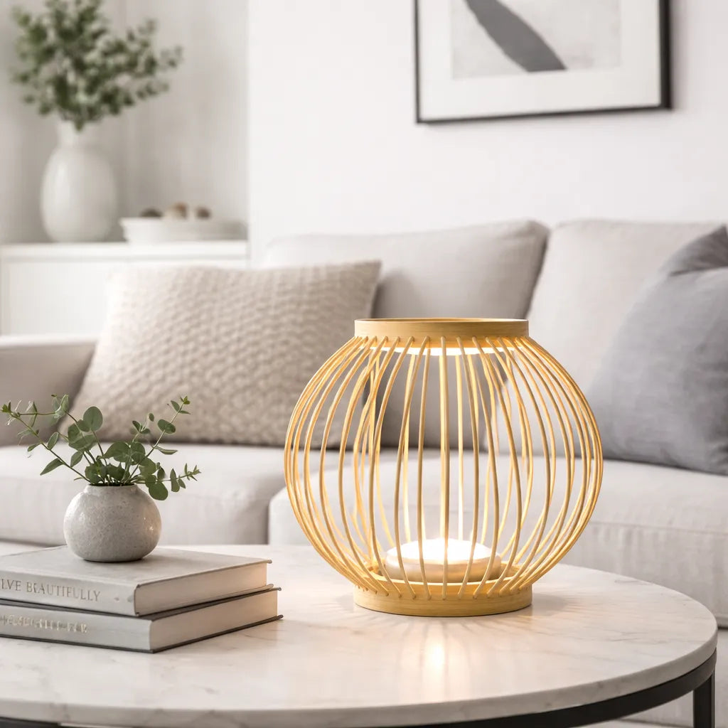 Japandi Small Lantern Bamboo Pendant Light Shade for Bedside | Minimalist Design – M11