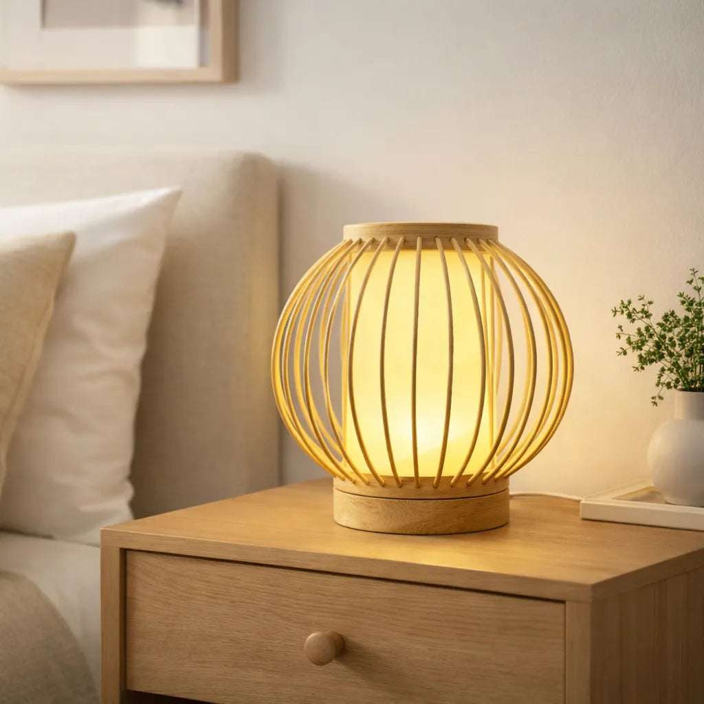 Japandi Small Lantern Bamboo Pendant Light Shade for Bedside | Minimalist Design – M11