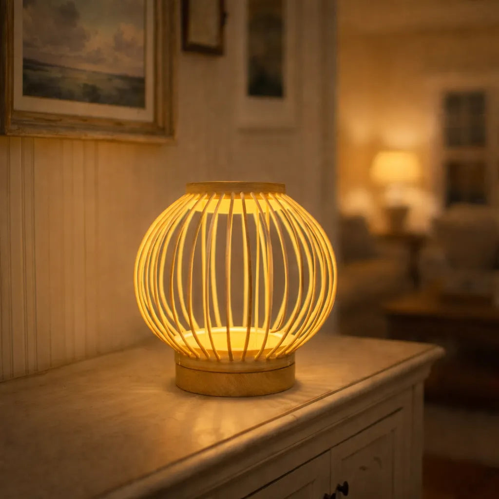 Japandi Small Lantern Bamboo Pendant Light Shade for Bedside | Minimalist Design – M11