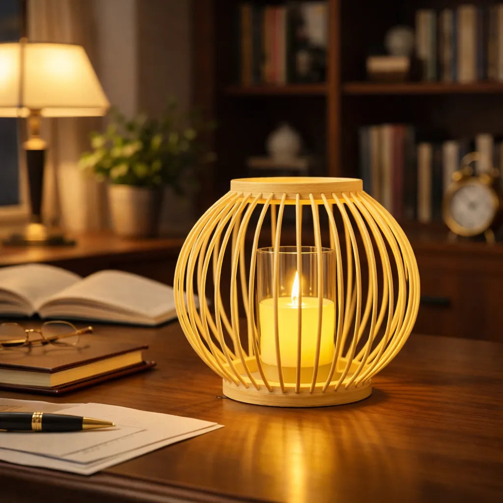 Japandi Small Lantern Bamboo Pendant Light Shade for Bedside | Minimalist Design – M11