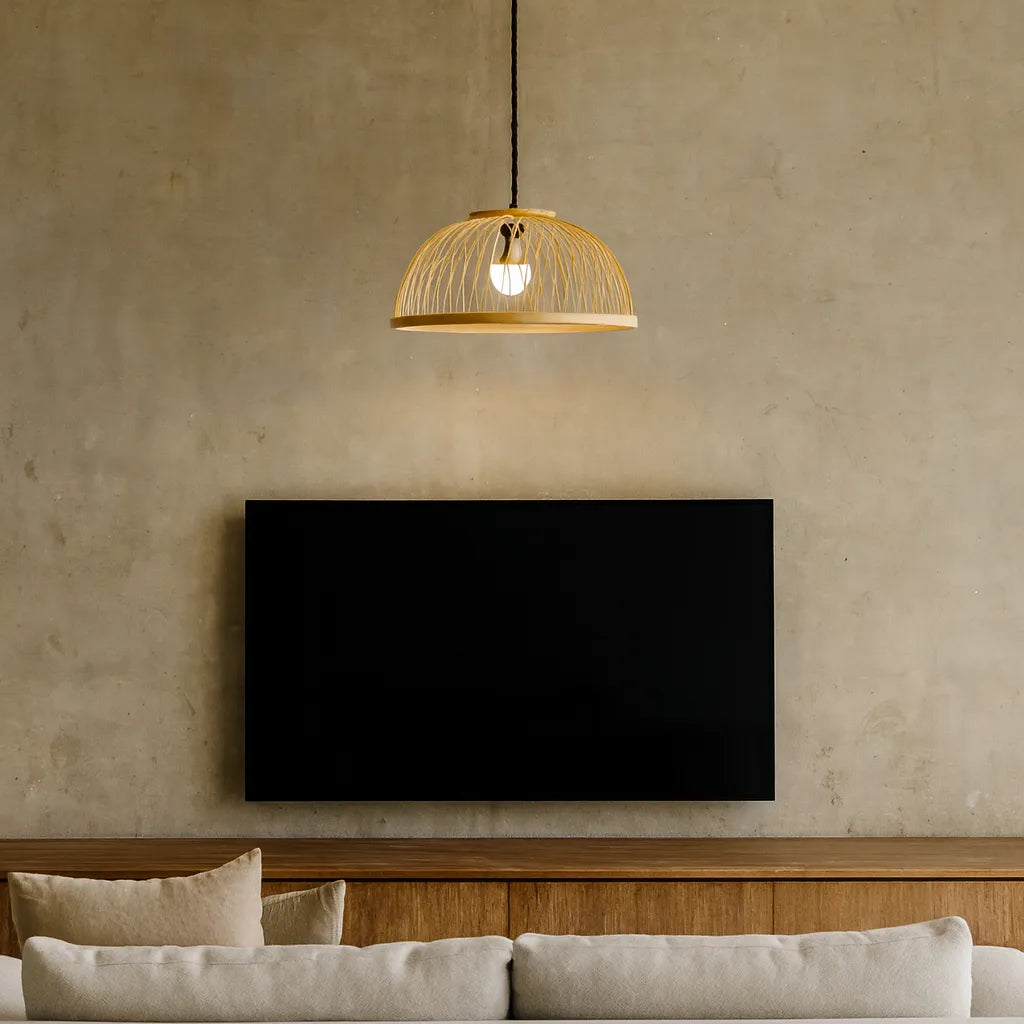 Minimalist Nordic Dome Bamboo Pendant Light Shade for Dining Room – M11/E27/E26