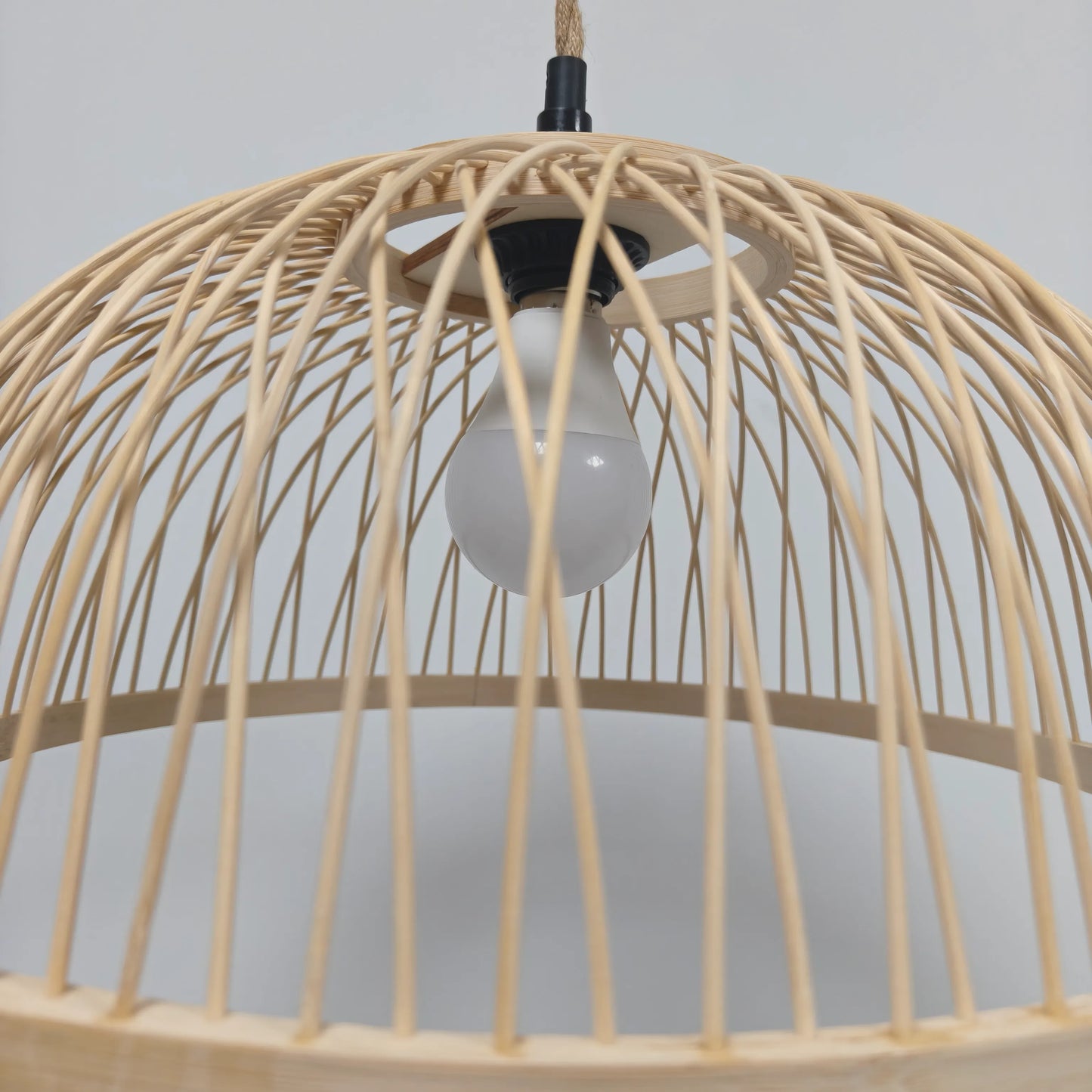 Minimalist Nordic Dome Bamboo Pendant Light Shade for Dining Room – M11/E27/E26