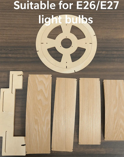 Japandi gestufte Trommel-Holz-Pendelleuchte | DIY Lampenschirm-Kit