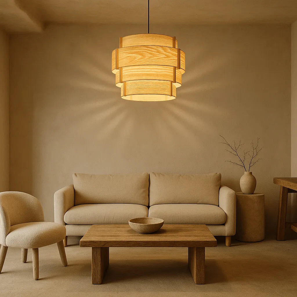 DIY Hängende Holztrommel-Pendelleuchte – 15'' x 11'' – Japandi – 2025