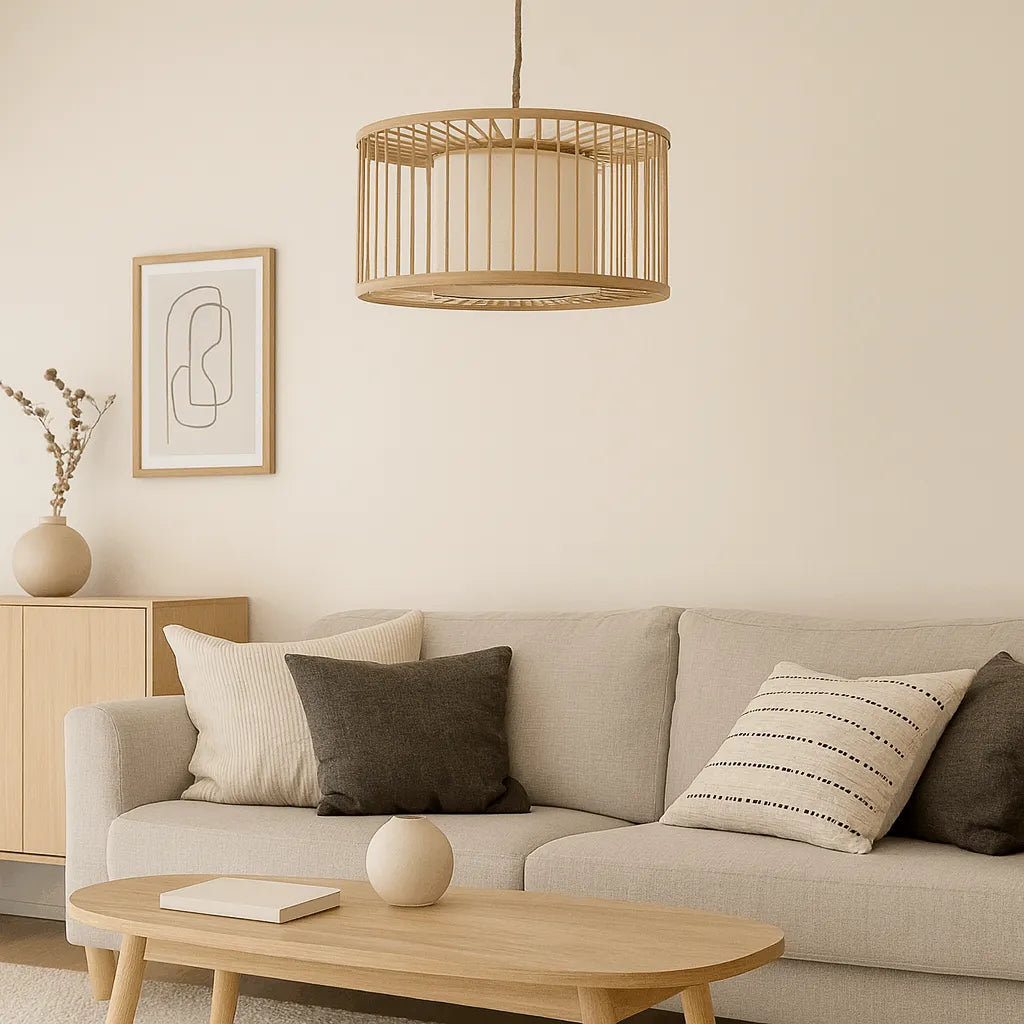 Suspension Japandi en bambou pour salon et chambre - Kit DIY - E10/M11/E27/E26