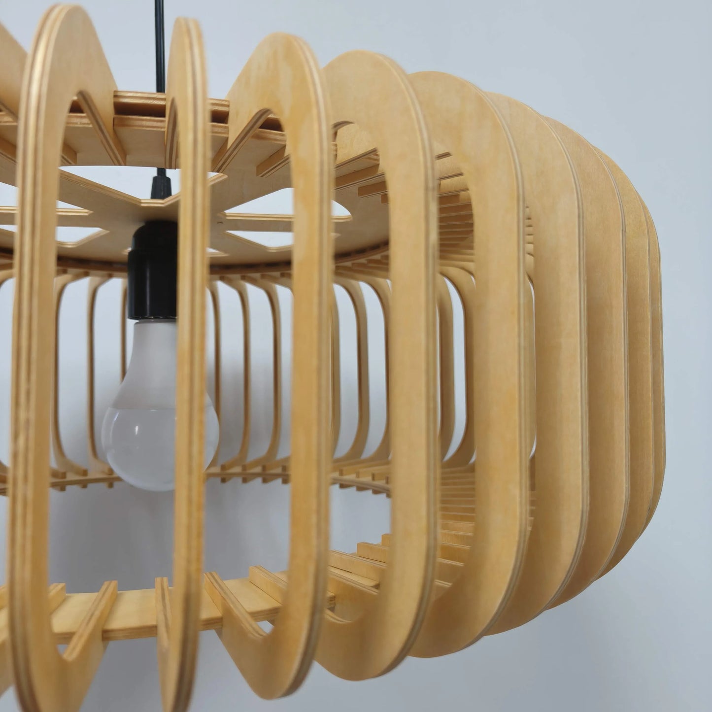 Scandinavian Slatted Wood Pendant Light Shade | Minimalist Design – M11/E26/E27