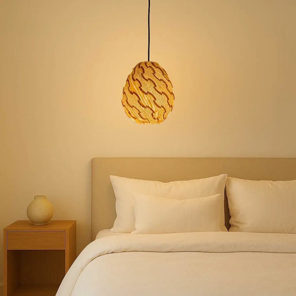 Nordic Egg-Shaped Wooden Pendant Light Shade for Kitchen Island | DIY Lampshade Kit