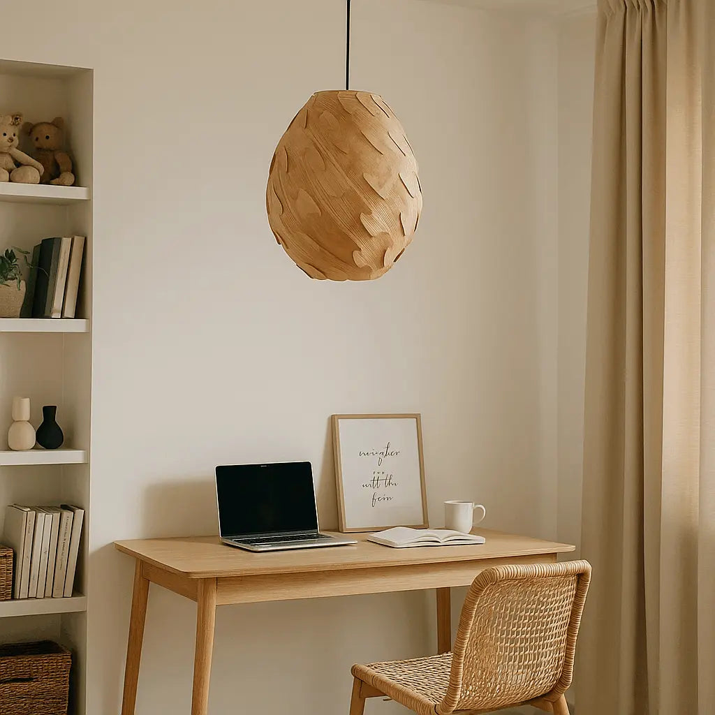 Nordic Egg-Shaped Wooden Pendant Light Shade for Kitchen Island | DIY Lampshade Kit