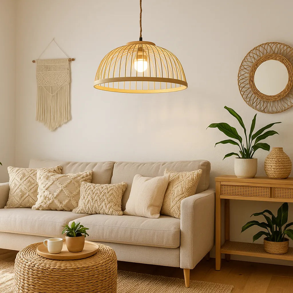 Minimalist Nordic Dome Bamboo Pendant Light Shade for Dining Room – M11/E27/E26