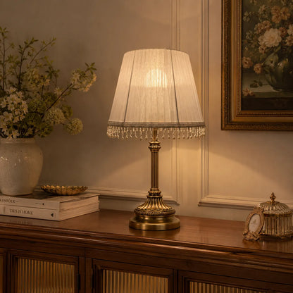 Fabric Empire Lampshade with Pearl Fringe | DIY Romantic Vintage Table Lamp Shade Kit