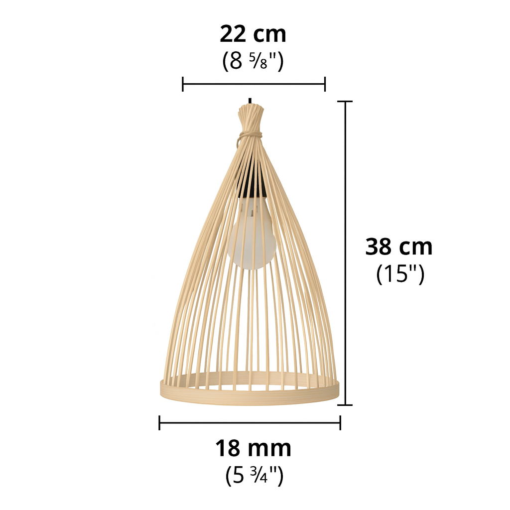 Nordic Conical Bamboo Pendant Light Shade for Kitchen Island - E26,E27,M11