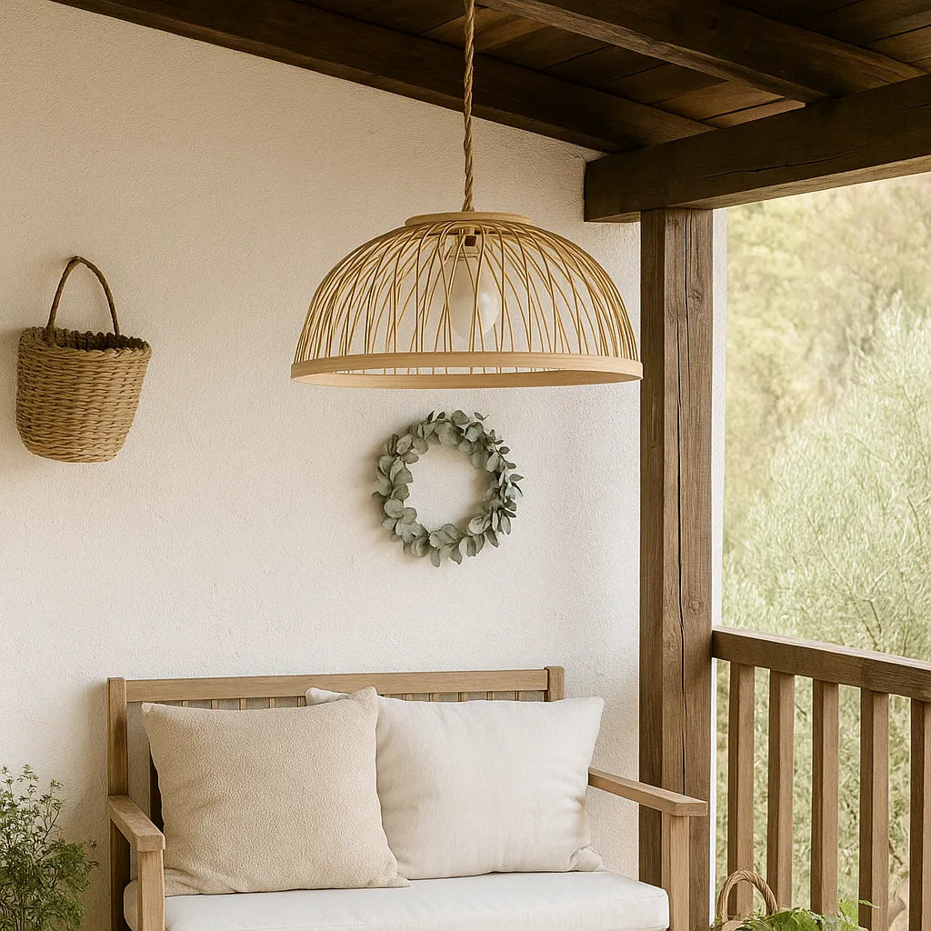 Minimalist Nordic Dome Bamboo Pendant Light Shade for Dining Room – M11/E27/E26