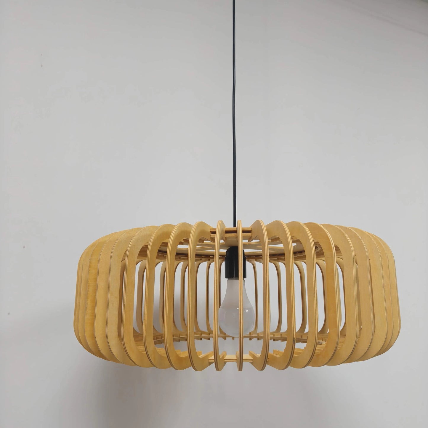 Scandinavian Slatted Wood Pendant Light Shade | Minimalist Design – M11/E26/E27
