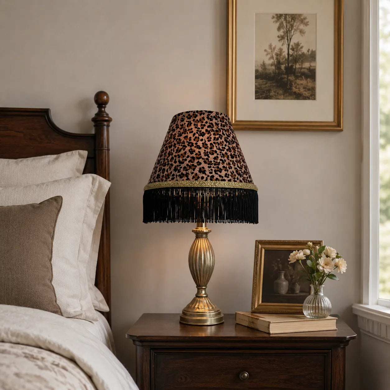 Fabric Empire Lampshade DIY Kit | Leopard Print Table Lamp Shade with Tassel
