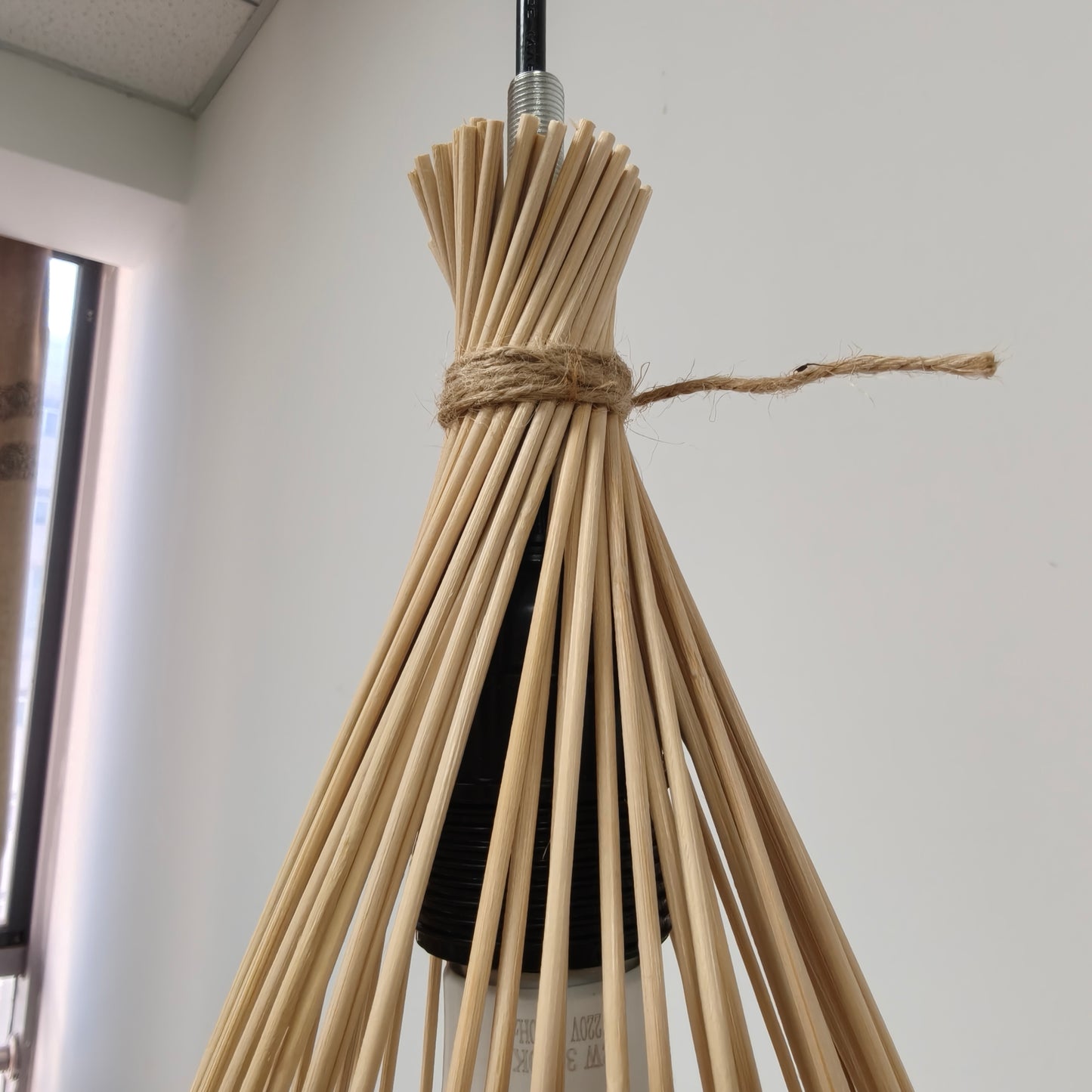 Nordic Conical Bamboo Pendant Light Shade for Kitchen Island - E26,E27,M11