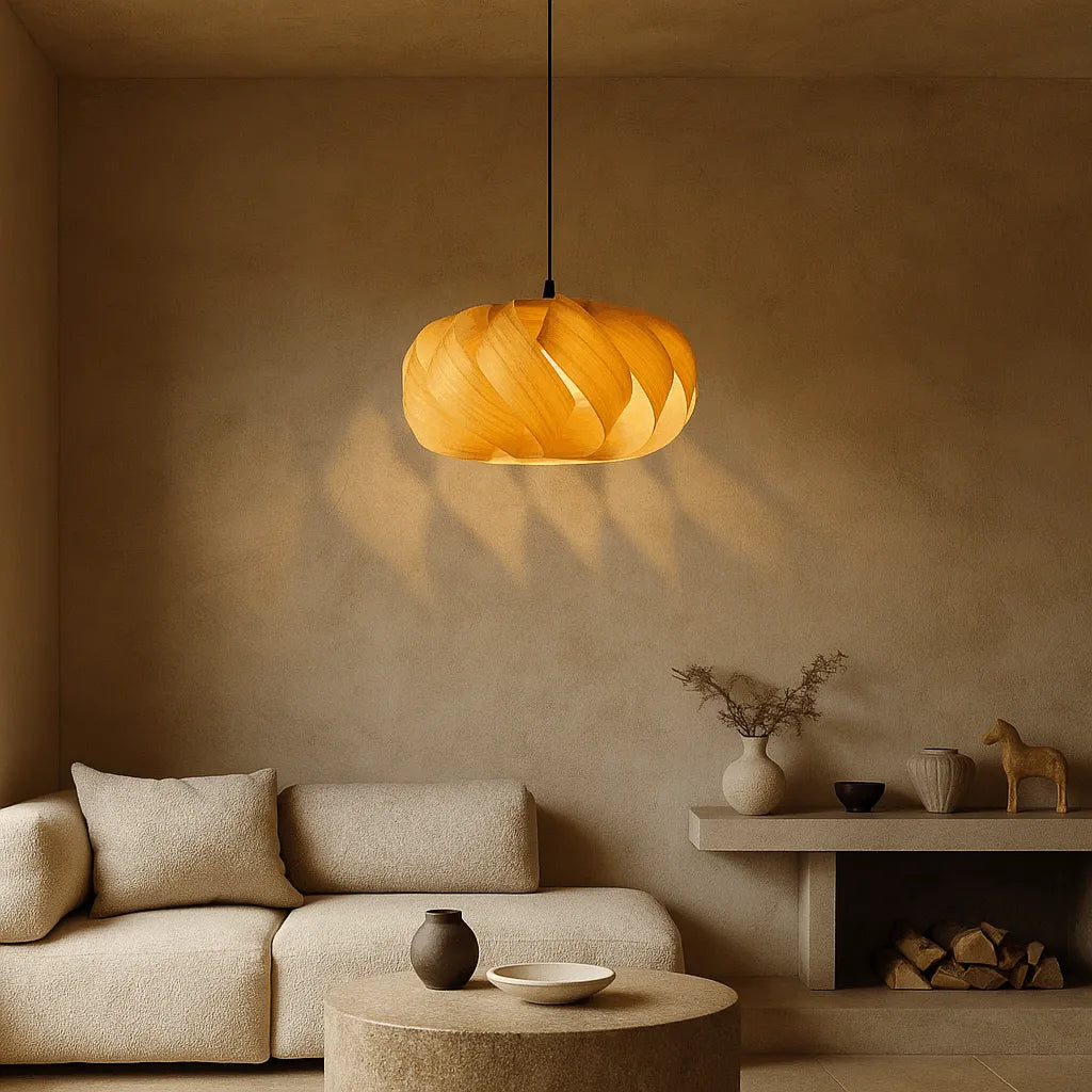 Nordic Swirl Wood Pendant Light Shade for Living Room | DIY Lampshade Kits