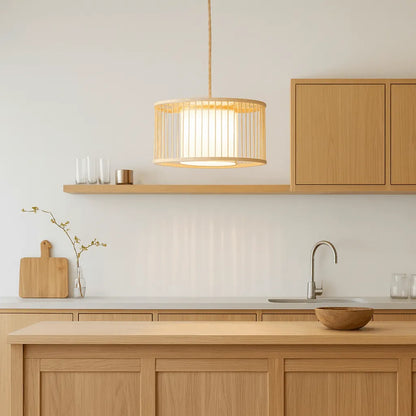 Suspension Japandi en bambou pour salon et chambre - Kit DIY - E10/M11/E27/E26