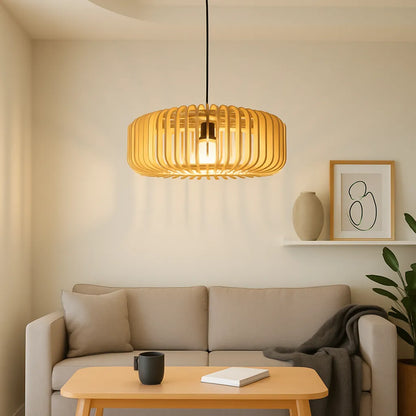 Scandinavian Slatted Wood Pendant Light Shade | Minimalist DIY Lampshade Kit