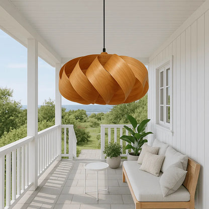 Nordic Swirl Wood Pendant Light Shade for Living Room | DIY Lampshade Kits