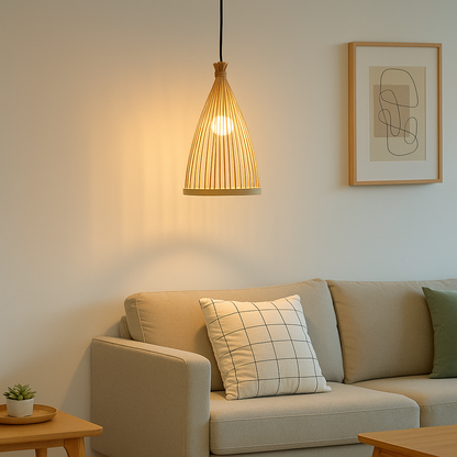 Nordic Conical Pendant Light Shade for Kitchen Island | Bamboo DIY Lampshade Kit