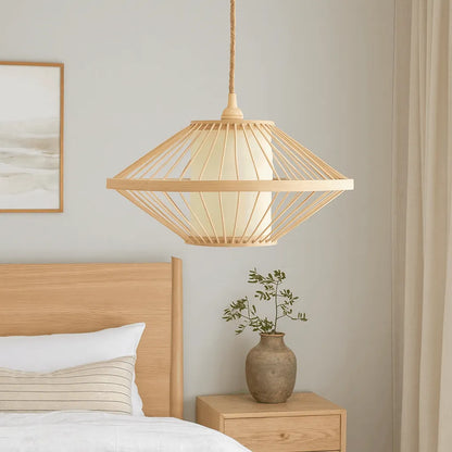 Japandi Disc Bamboo Pendant Light Shade | Minimalist DIY Lampshade Kit