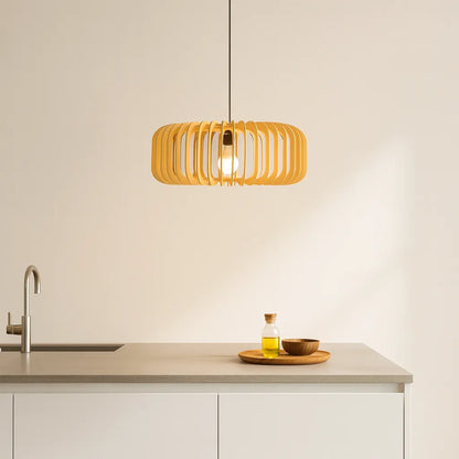 Scandinavian Slatted Wood Pendant Light Shade | Minimalist DIY Lampshade Kit