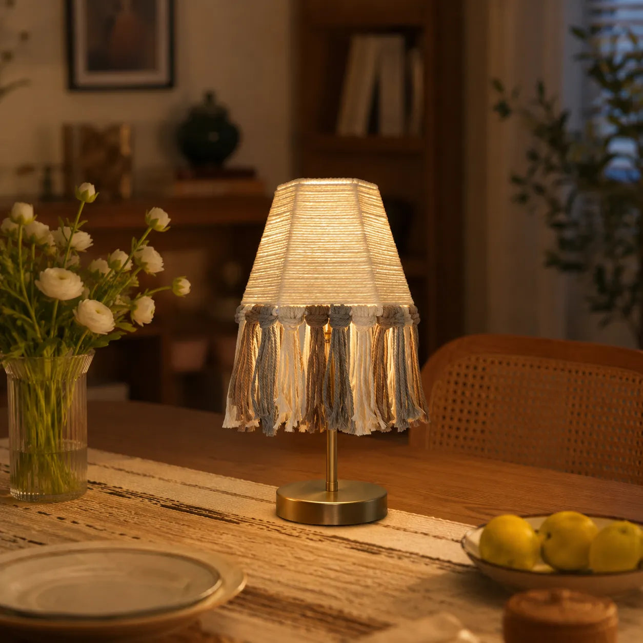 Boho Lampshade DIY Kit | Handmade Cotton Rope Table Lamp with Tassels