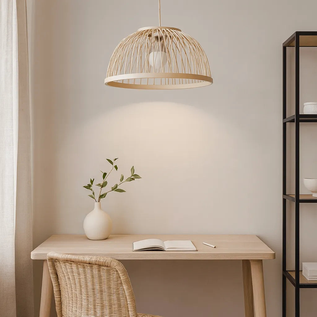 Minimalist Nordic Dome Bamboo Pendant Light Shade for Dining Room – M11/E27/E26