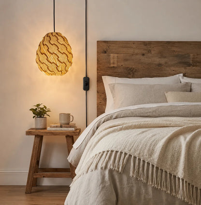 Abat-jour suspendu en bois de style nordique en forme d'œuf pour îlot de cuisine | Kit de fabrication de lampe à monter soi-même