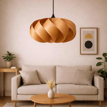 Nordic Swirl Wood Pendant Light Shade for Living Room | DIY Lampshade Kits