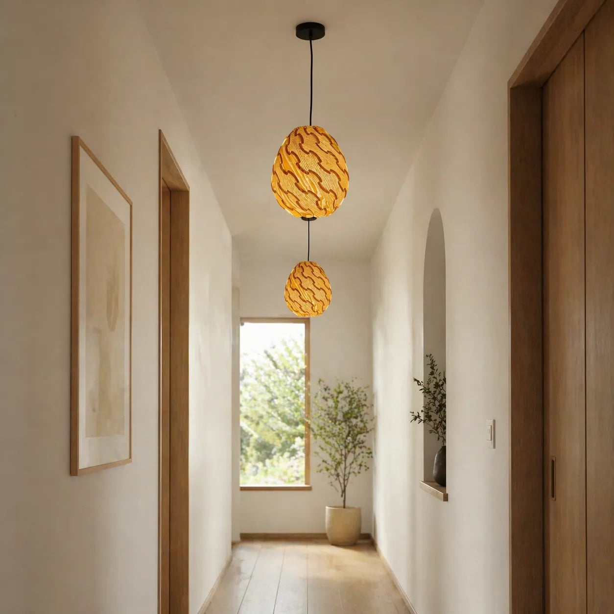 Nordic Egg-Shaped Wooden Pendant Light Shade for Kitchen Island | DIY Lampshade Kit