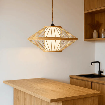 Japandi Disc Bamboo Pendant Light Shade | Minimalist DIY Lampshade Kit