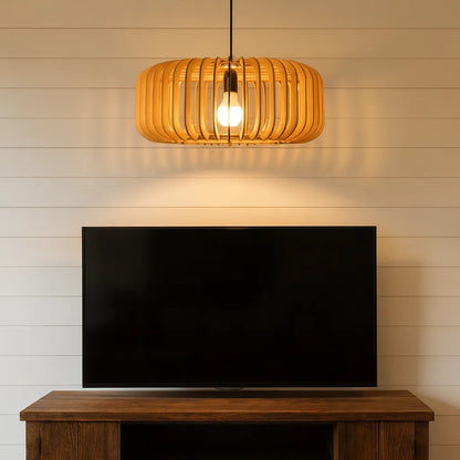 Scandinavian Slatted Wood Pendant Light Shade | Minimalist DIY Lampshade Kit