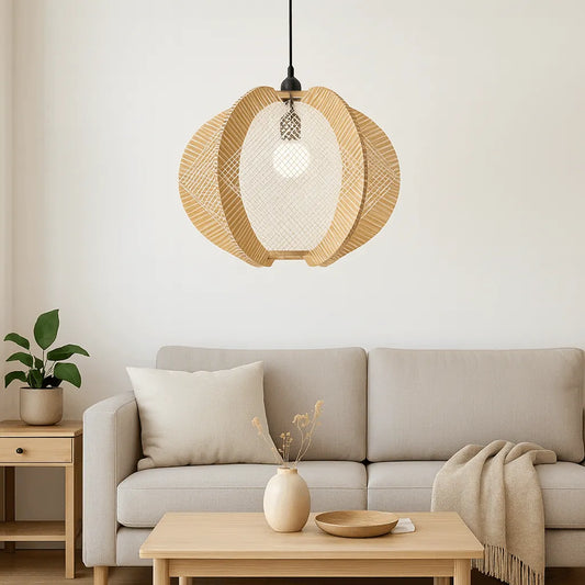 Nordic Wooden Rope Pendant Light Shade for Living Room & Dining Room – E26/E27