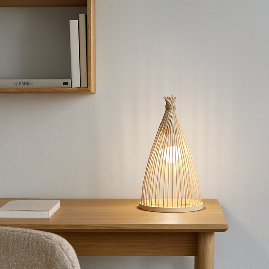 Nordic Conical Bamboo Pendant Light Shade for Kitchen Island - E26,E27,M11